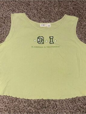 Cato Light Lime Green Sleeveless Knit Tank with GI Embroidery